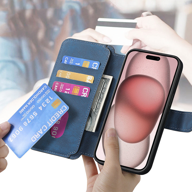 【Pour iPhone】Étui portefeuille en cuir pour téléphone - Étui magnétique détachable 3 en 1✨Offre une protection à 360°✨