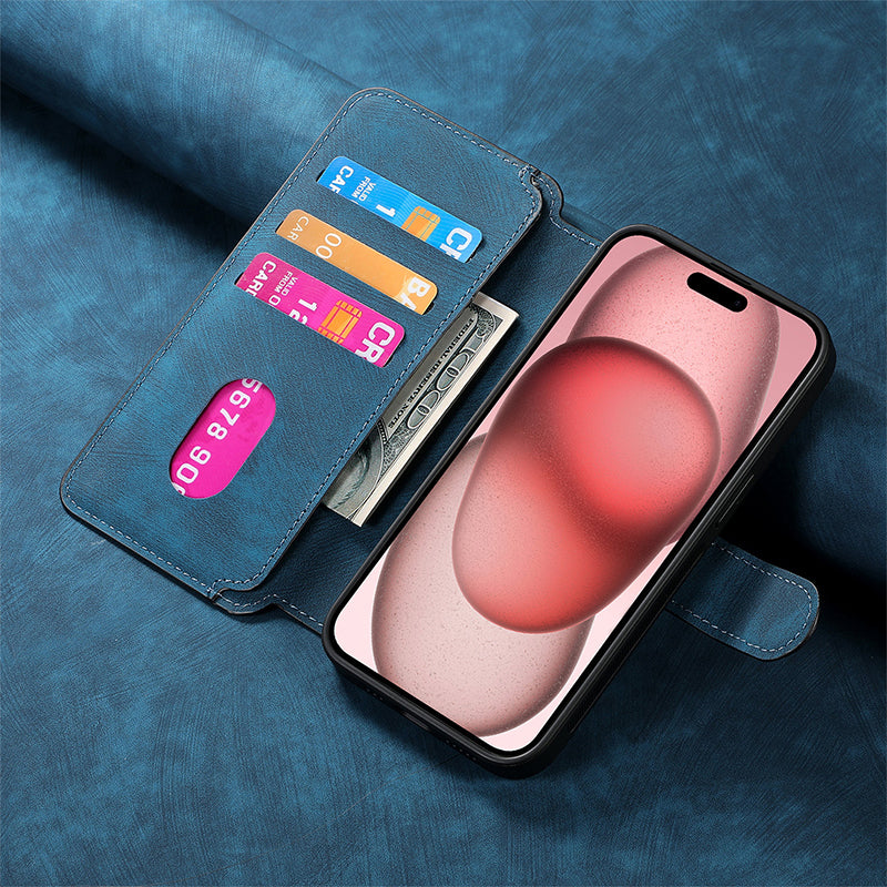 【Pour iPhone】Étui portefeuille en cuir pour téléphone - Étui magnétique détachable 3 en 1✨Offre une protection à 360°✨