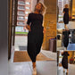 💝50% off 🎉🎉Elegant Black Midi Dress With Pockets