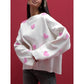 💕Fashionable Embroidered Heart Loose Round Neck Long Sleeve Knitted Sweater