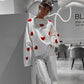 💕Fashionable Embroidered Heart Loose Round Neck Long Sleeve Knitted Sweater