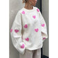 💕Fashionable Embroidered Heart Loose Round Neck Long Sleeve Knitted Sweater