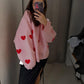 💕Fashionable Embroidered Heart Loose Round Neck Long Sleeve Knitted Sweater