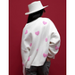 💕Fashionable Embroidered Heart Loose Round Neck Long Sleeve Knitted Sweater
