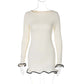 🥂💕Women's Solid Color Long Sleeve Ruffle Dress