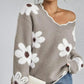 🥳Discounted sale 🌸Women's Floral Pattern Scallop Trim Sweater
