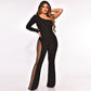 🌸Seasonal discount 55%🌸 Sexy Off-Shoulder Bodycon Rhinestone Leg Jumpsuit