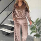 🔥2025 NEW SALES - 50% OFF🔥Women's Fashion Leopard Print Zipper Top＆Drawstring Pants (2-Piece Set)