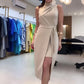 🎉Hot Skirts🤩💐Women's Sleeveless Tie Waist High-Neck Split Midi Dress💕👗