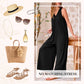 🎁Limited Time Offer✨😍Women's Casual V-Neck Sleeveless Wide-Leg Jumpsuit❤️