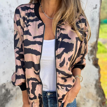 🌸Speciale aanbieding🌸Vrouwen Lente Herfst Zebra Print Zip Hooded Jacket