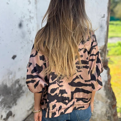 🌸Speciale aanbieding🌸Vrouwen Lente Herfst Zebra Print Zip Hooded Jacket