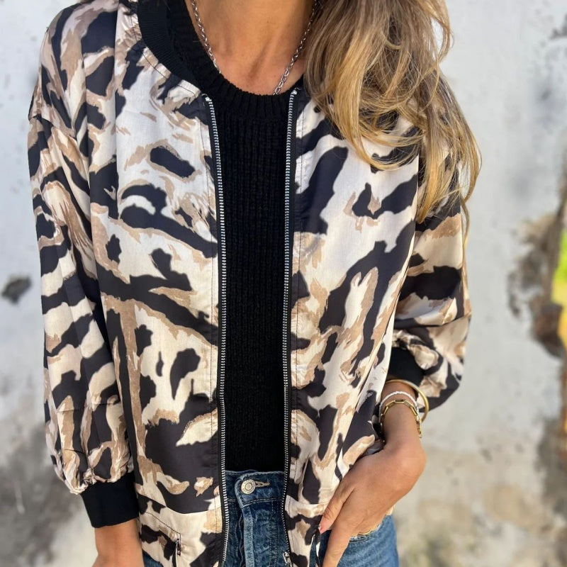 🌸Speciale aanbieding🌸Vrouwen Lente Herfst Zebra Print Zip Hooded Jacket