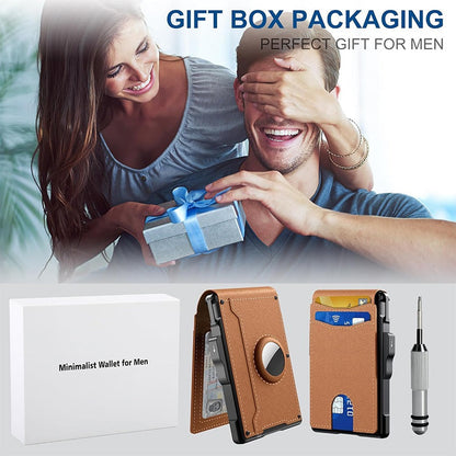 🔥Portemonnee voor mannen💖met Pop Up Aluminium Case Geldclip Slanke lederen sleuven creditcard houder RFID Blokkeren Bifold Minimalistische portemonnee