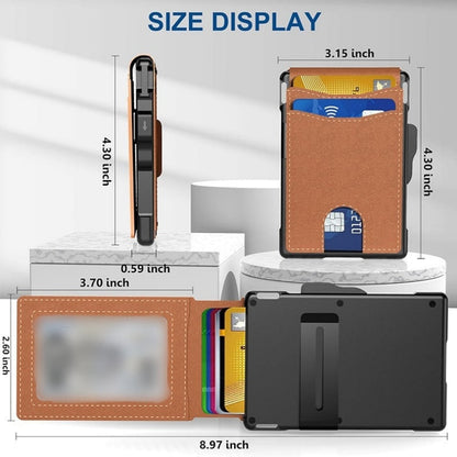 🔥Portemonnee voor mannen💖met Pop Up Aluminium Case Geldclip Slanke lederen sleuven creditcard houder RFID Blokkeren Bifold Minimalistische portemonnee