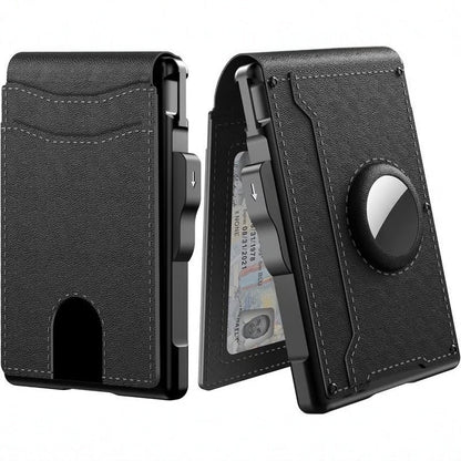 🔥Portemonnee voor mannen💖met Pop Up Aluminium Case Geldclip Slanke lederen sleuven creditcard houder RFID Blokkeren Bifold Minimalistische portemonnee