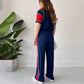 🌸Limited-time discount🌸 Women's Two-Piece Color-Block Casual Tracksuit (top + trousers).