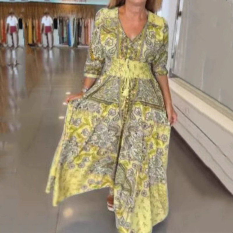🌸 2026 Lente-Zomer Trend | Elegante bloemen maxi jurk | Vloeiende & vrouwelijke zilhouet 💃【54%】
