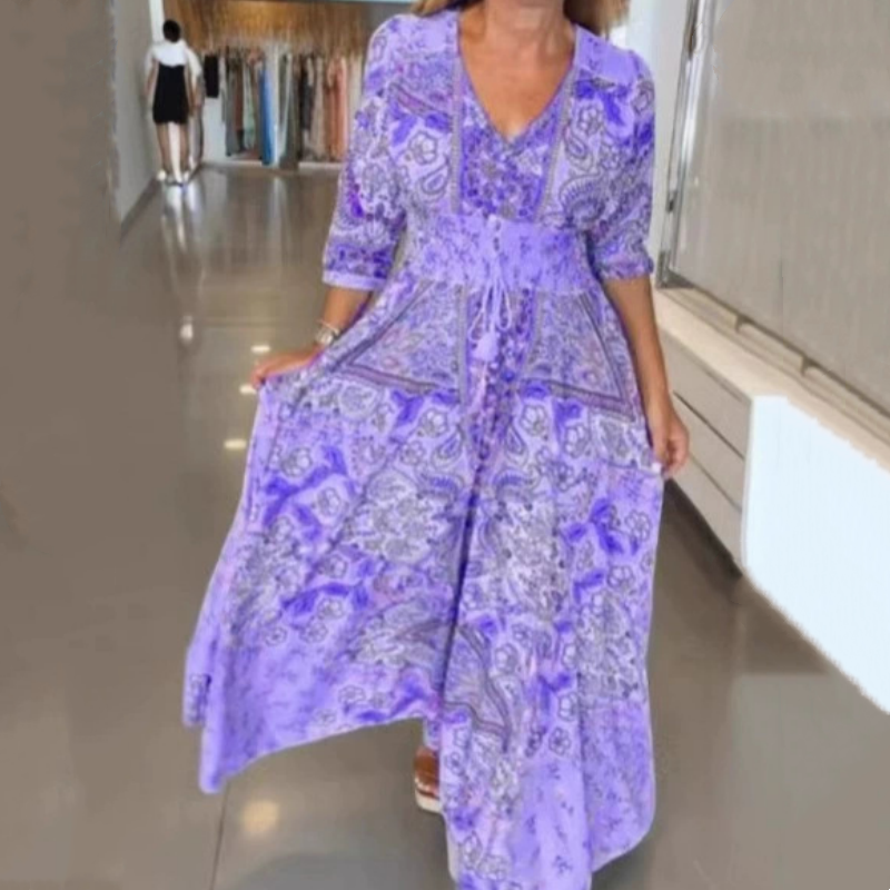 🌸 2026 Lente-Zomer Trend | Elegante bloemen maxi jurk | Vloeiende & vrouwelijke zilhouet 💃【54%】