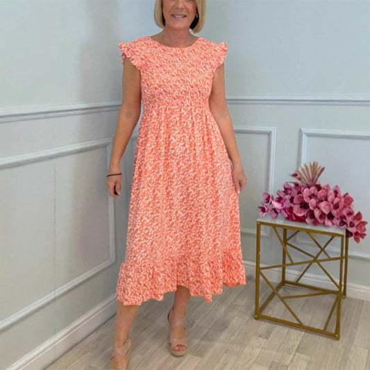🎉🛍️Hot Promotion 50% OFF💃Elegante damesjurk met bloemenpatroon, hoge taille en geplooide mouwen