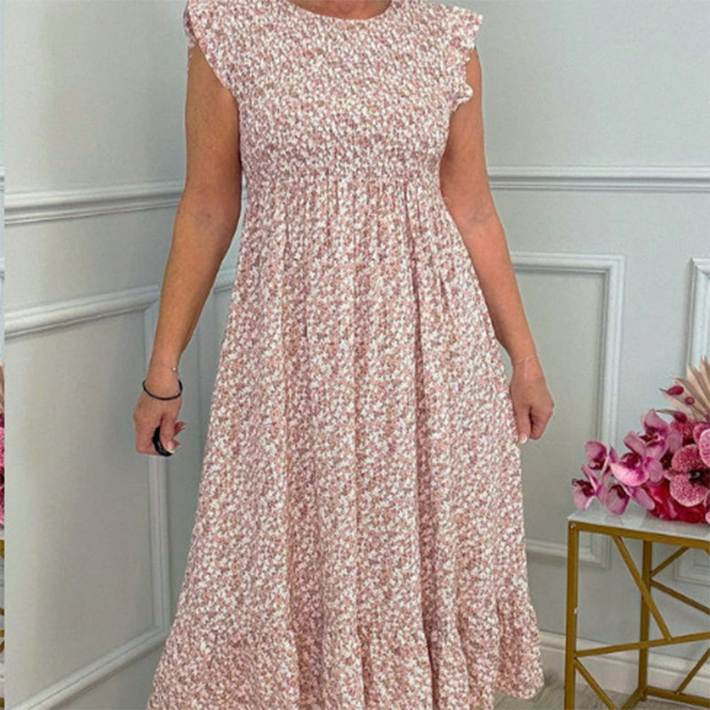 🎉🛍️Hot Promotion 50% OFF💃Elegante damesjurk met bloemenpatroon, hoge taille en geplooide mouwen