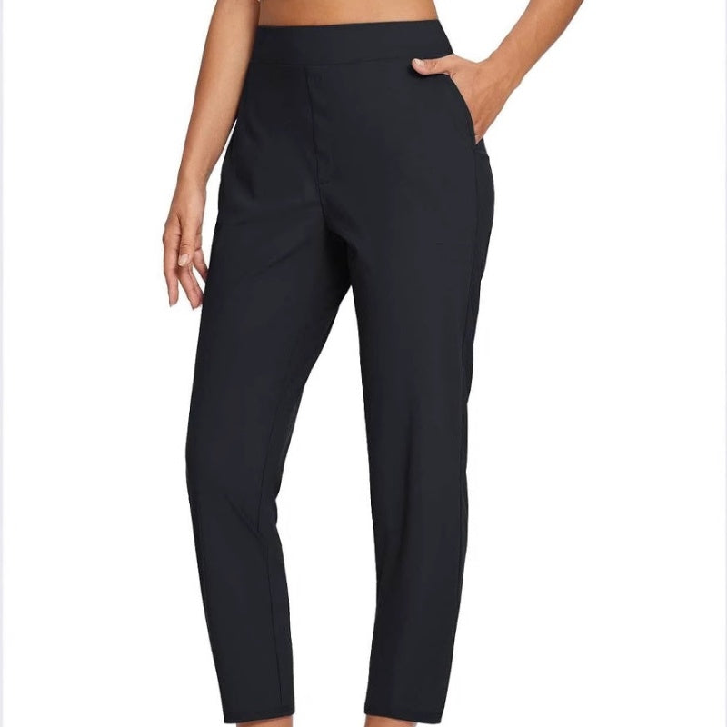 ⏰🎁Hoge elastische broek voor dames met zakken met ritssluiting