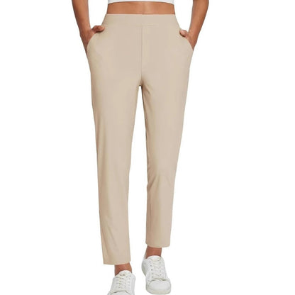 ⏰🎁Hoge elastische broek voor dames met zakken met ritssluiting