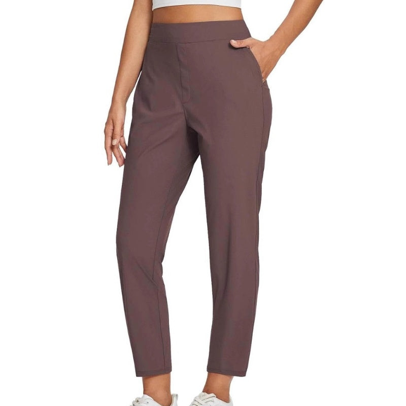 ⏰🎁Hoge elastische broek voor dames met zakken met ritssluiting