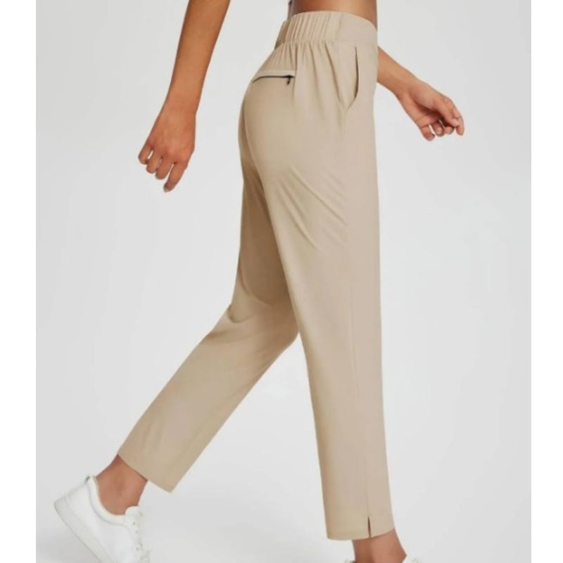 ⏰🎁Hoge elastische broek voor dames met zakken met ritssluiting