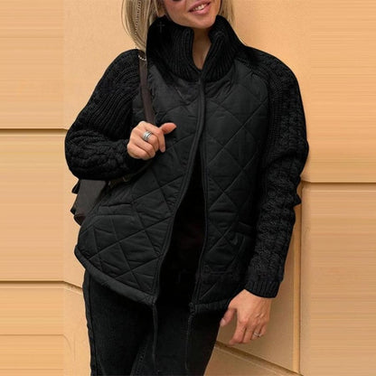 ⏳Offre à durée limitée : 50 % de réduction💥Doudoune patchwork tricotée pour femme