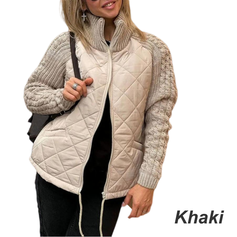 ⏳Offre à durée limitée : 50 % de réduction💥Doudoune patchwork tricotée pour femme