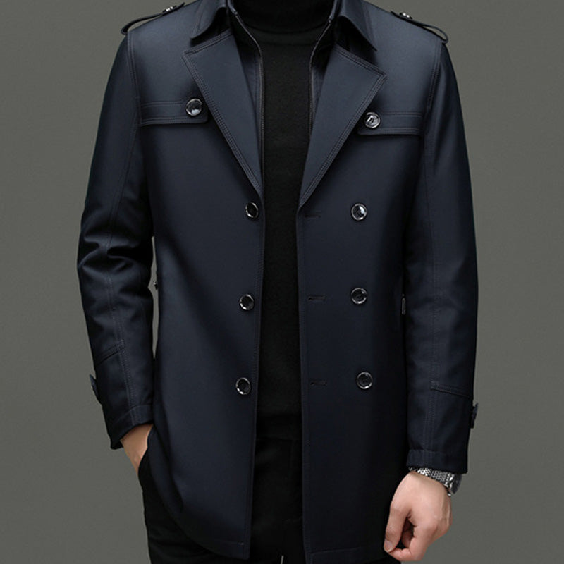 🔥Gratis verzending✈️Trenchcoat voor Heren met Middellange Lengte en Afneembare Voering
