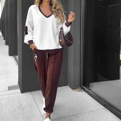 🎉LIVRAISON GRATUITE🎉 Ensemble sweat à capuche et pantalon de jogging à blocs de couleurs