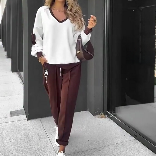 🎉LIVRAISON GRATUITE🎉 Ensemble sweat à capuche et pantalon de jogging à blocs de couleurs