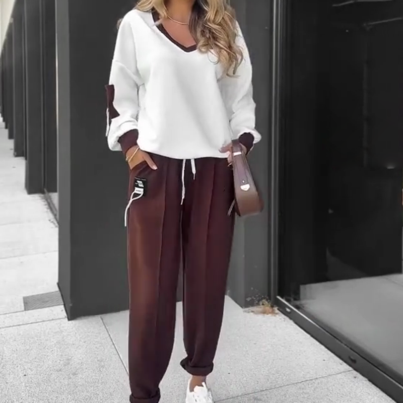 🎉LIVRAISON GRATUITE🎉 Ensemble sweat à capuche et pantalon de jogging à blocs de couleurs