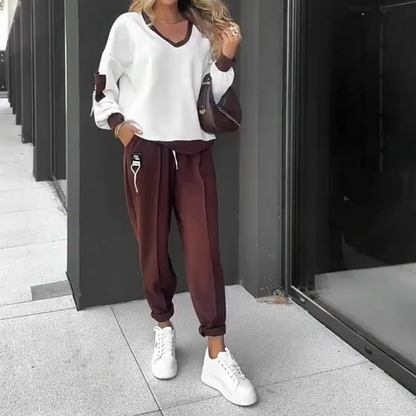 🎉LIVRAISON GRATUITE🎉 Ensemble sweat à capuche et pantalon de jogging à blocs de couleurs
