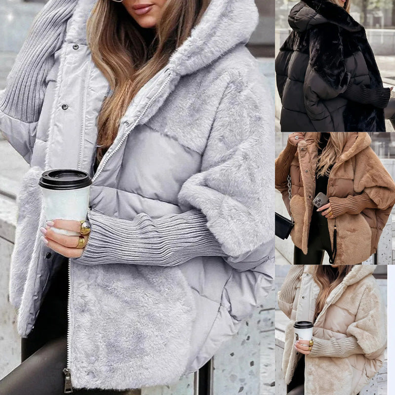 🔥Pré-réchauffement hivernal - Remises énormes🔥Manteau bouffant tricoté surdimensionné de luxe pour femme - Incontournable de l'hiver avec un design patchwork et une chaleur maximale !