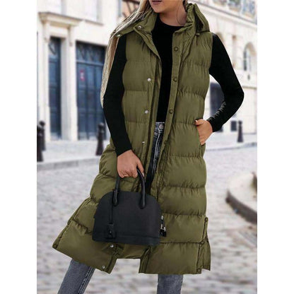 ❄️ Manteau long en duvet pour femme – Capuche amovible, fermeture éclair et boutons – Une élégance chaleureuse pour chaque saison !
