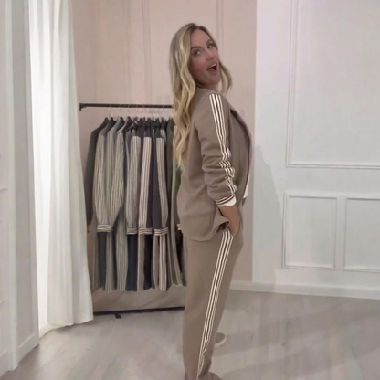 💥Offre à durée limitée - 50 % de réduction💥Ensemble blazer et pantalon tendance de 2 pièces avec bandes latérales