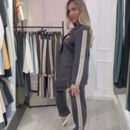 💥Offre à durée limitée - 50 % de réduction💥Ensemble blazer et pantalon tendance de 2 pièces avec bandes latérales