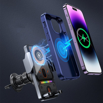 ✨ Stock limité disponible, ne le manquez pas !🙌Support de téléphone de voiture intelligent 2 en 1 avec fonction pivotante et chargeur sans fil