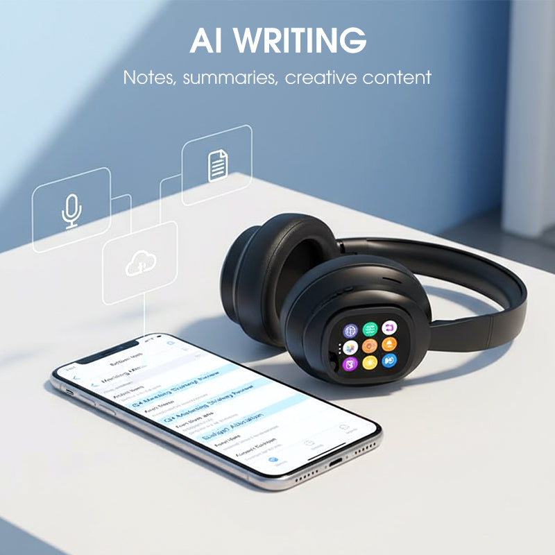 🎧 50% de réduction! ✨ Casque Bluetooth IA - Écran LCD intelligent et assistant vocal avec qualité sonore premium pour la musique et les appels 📱✨