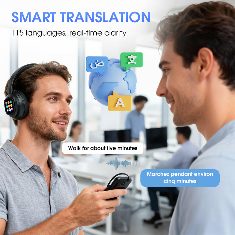 🎧 50% de réduction! ✨ Casque Bluetooth IA - Écran LCD intelligent et assistant vocal avec qualité sonore premium pour la musique et les appels 📱✨