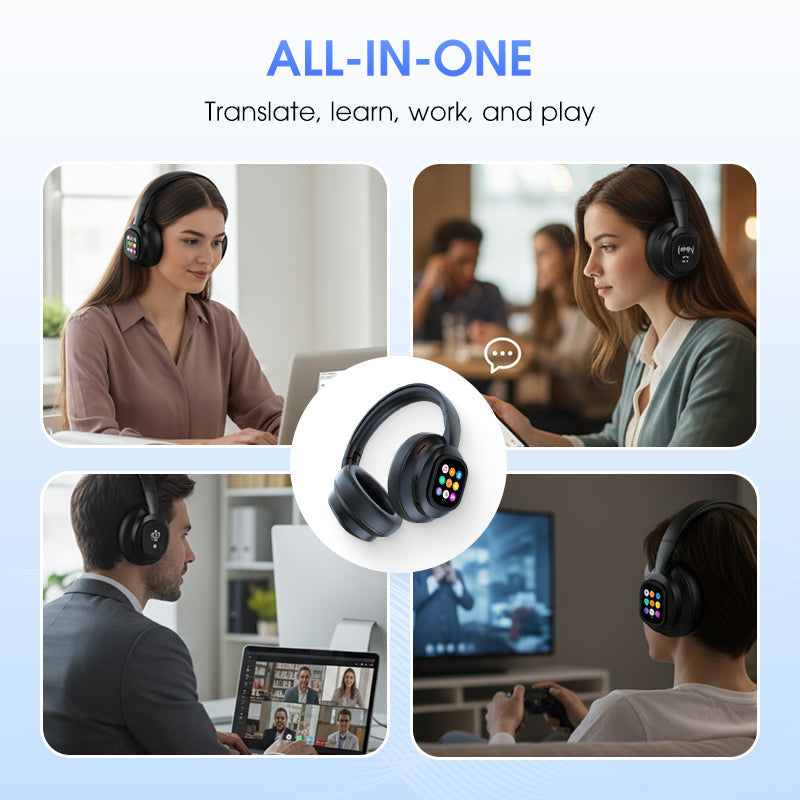 🎧 50% de réduction! ✨ Casque Bluetooth IA - Écran LCD intelligent et assistant vocal avec qualité sonore premium pour la musique et les appels 📱✨