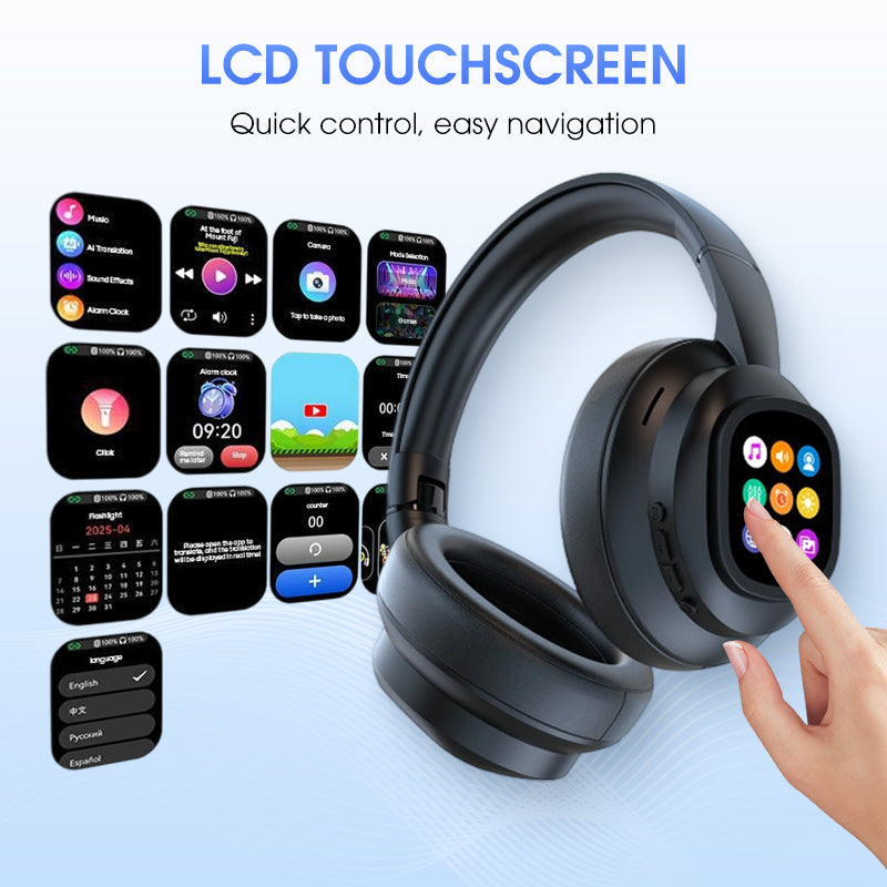 🎧 50% de réduction! ✨ Casque Bluetooth IA - Écran LCD intelligent et assistant vocal avec qualité sonore premium pour la musique et les appels 📱✨