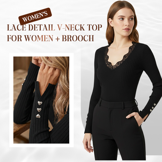 💖 Valentijnsdeal | Elegante V-hals Top met Kanten Details – Vrouwelijk, Comfortabel & Perfect voor Elke Date