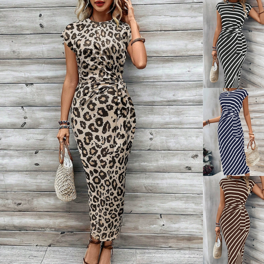 🥳2026 HOT SALE 50% OFF! 🥳💞50K+ VERKOCHT!🌸 Dames knoop bodycon jurk – luipaardprint, buik-verhullende knoop. Comfortabel & chic voor feestjes of date nights. Voel je prachtig. ✨🌹