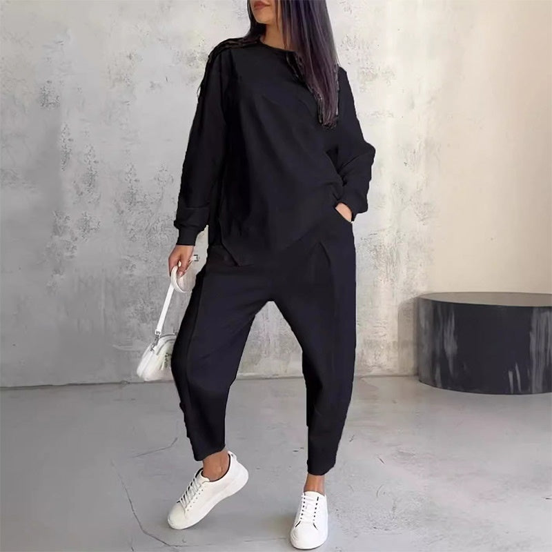 ⏰ Now only 50% off!🔥Women's Irregular Hem Top & Casual Pants Set
