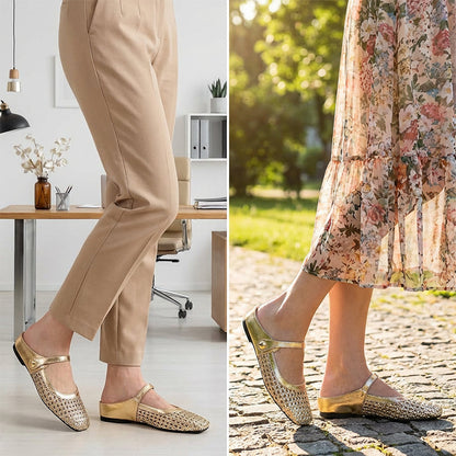 ✨👡Damesmuiltjes van geweven materiaal met vierkante neus en Mary Jane-sluiting 🌸💖🎀