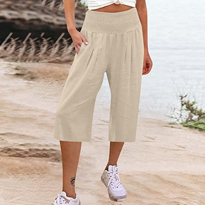 ⏰🔥 TIJDELIJK 50% KORTING! 👖 Lichtgewicht cropped broek voor dames met elastische taille (S-3XL) – Comfortabel, soepel vallend & perfect voor casual zomeroutfits ✨🌿